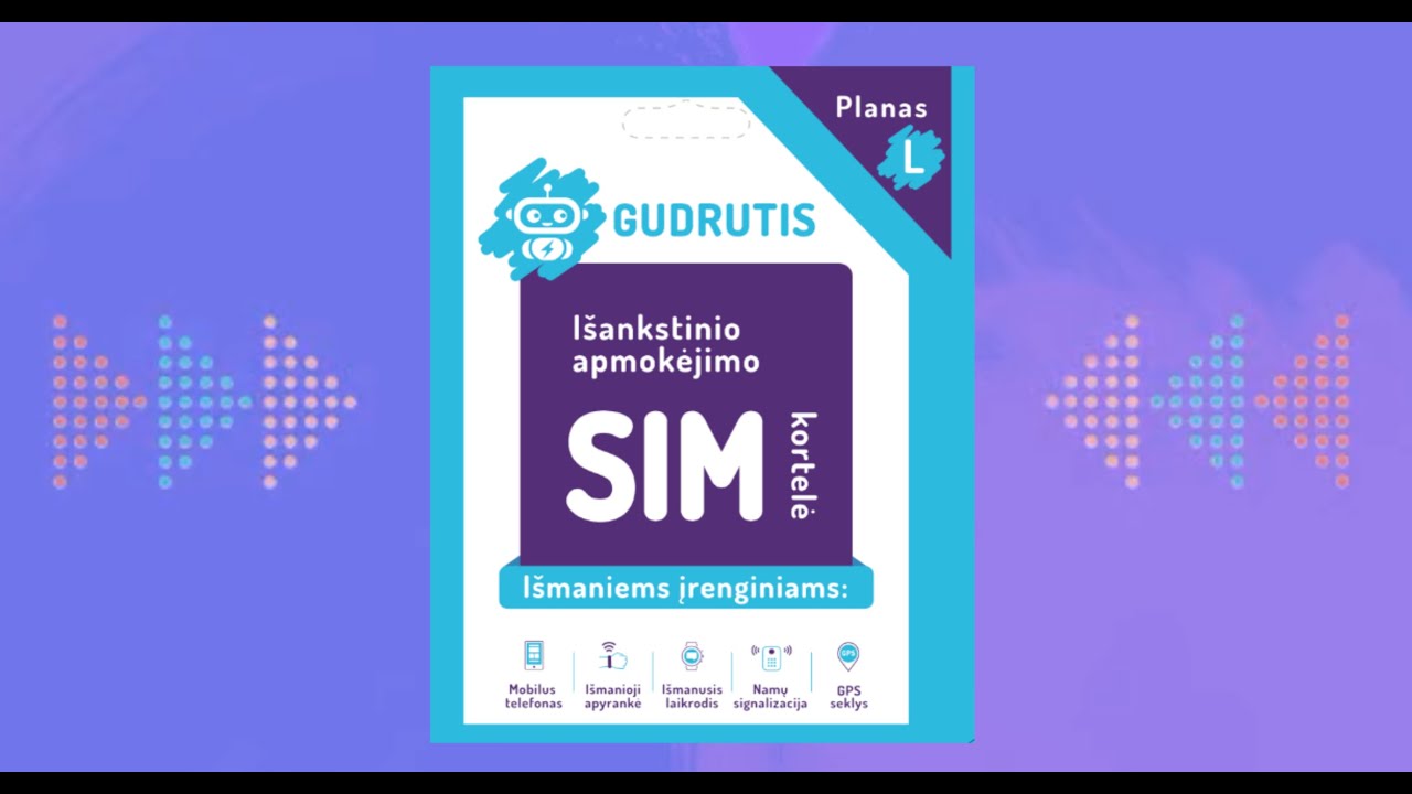 Gudrutis SIM i&scaron;ankstinio mokėjimo kortelė