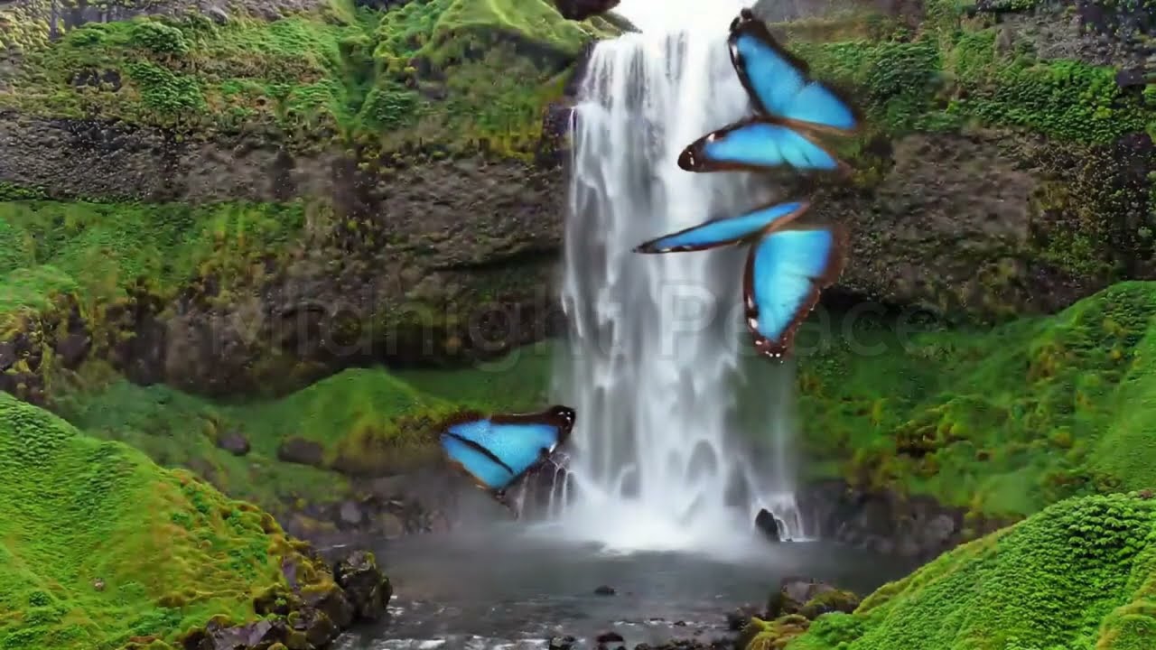 Sleepy Waterfall Dreams 🦋 | Relaxing Music with Nature Sounds & Butterflies