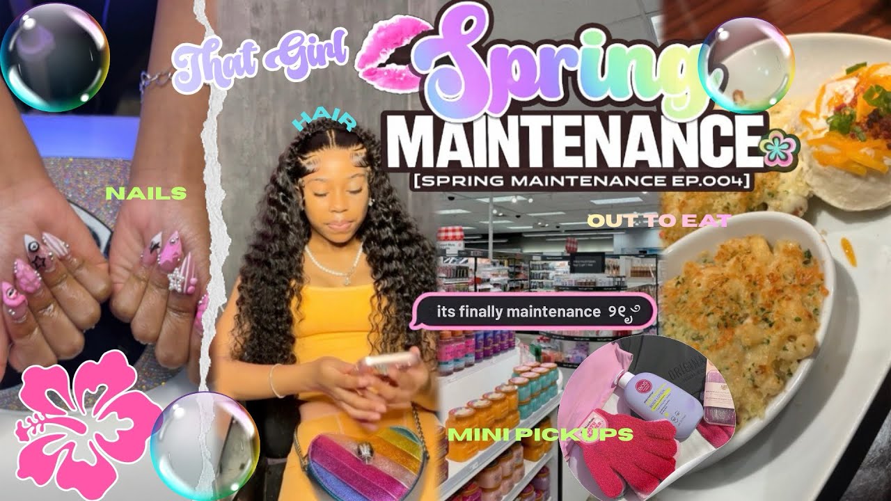 SPRING MAINTENANCE ୨୧ ೃ࿔ nail tut , doing my own hair, and moree