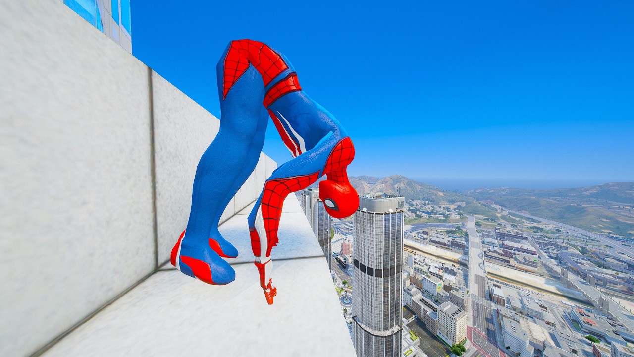 SPIDERMAN CRAZY JUMPS/FALLS #8 (GTA 5 Spider-Man Fails)