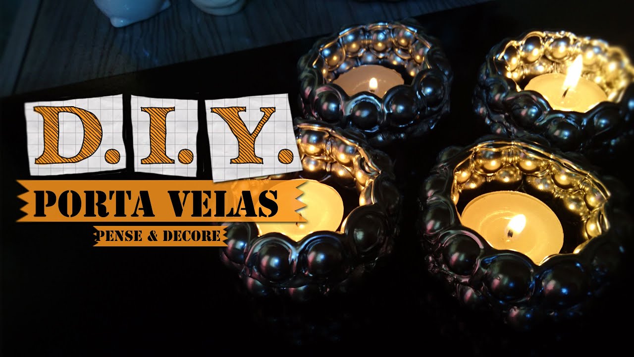 DIY - Porta velas com bolinhas de gude | Fácil de fazer