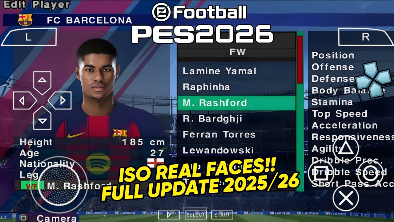 eFootball PES 2026 PPSSPP ISO No Textures & No Save Data New Kits 2025/26 Real Faces & Transfers