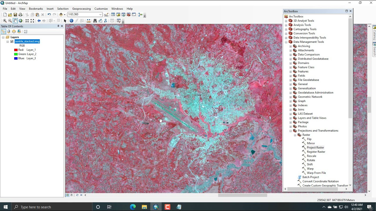 How to re project Raster Dateset in ArcMap Convert Reference system  From  WGS 84 to UTM adindan 37