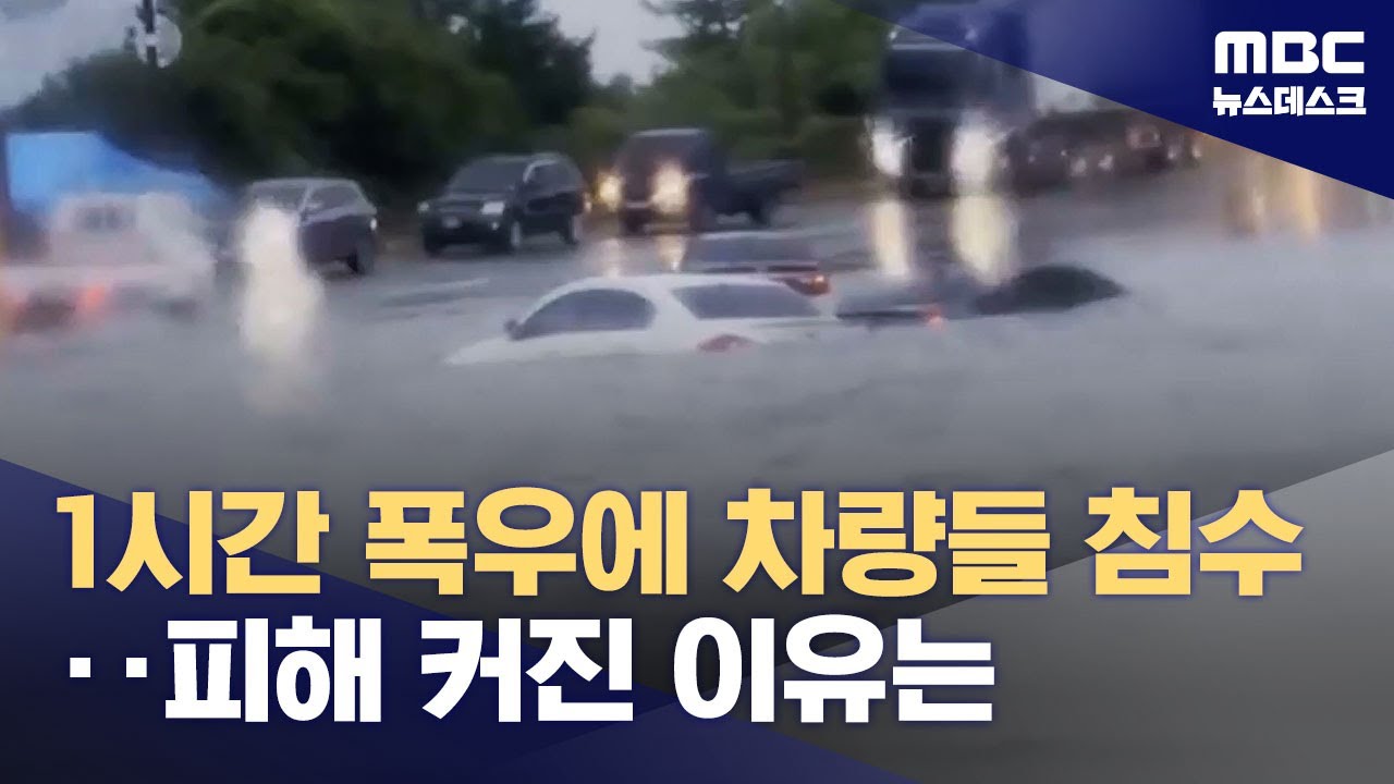 새벽 '도깨비 폭우'에 차량 15대 '둥둥'‥꽉 막힌 배수구에 속수무책 (2024.08.20/뉴스데스크/MBC)