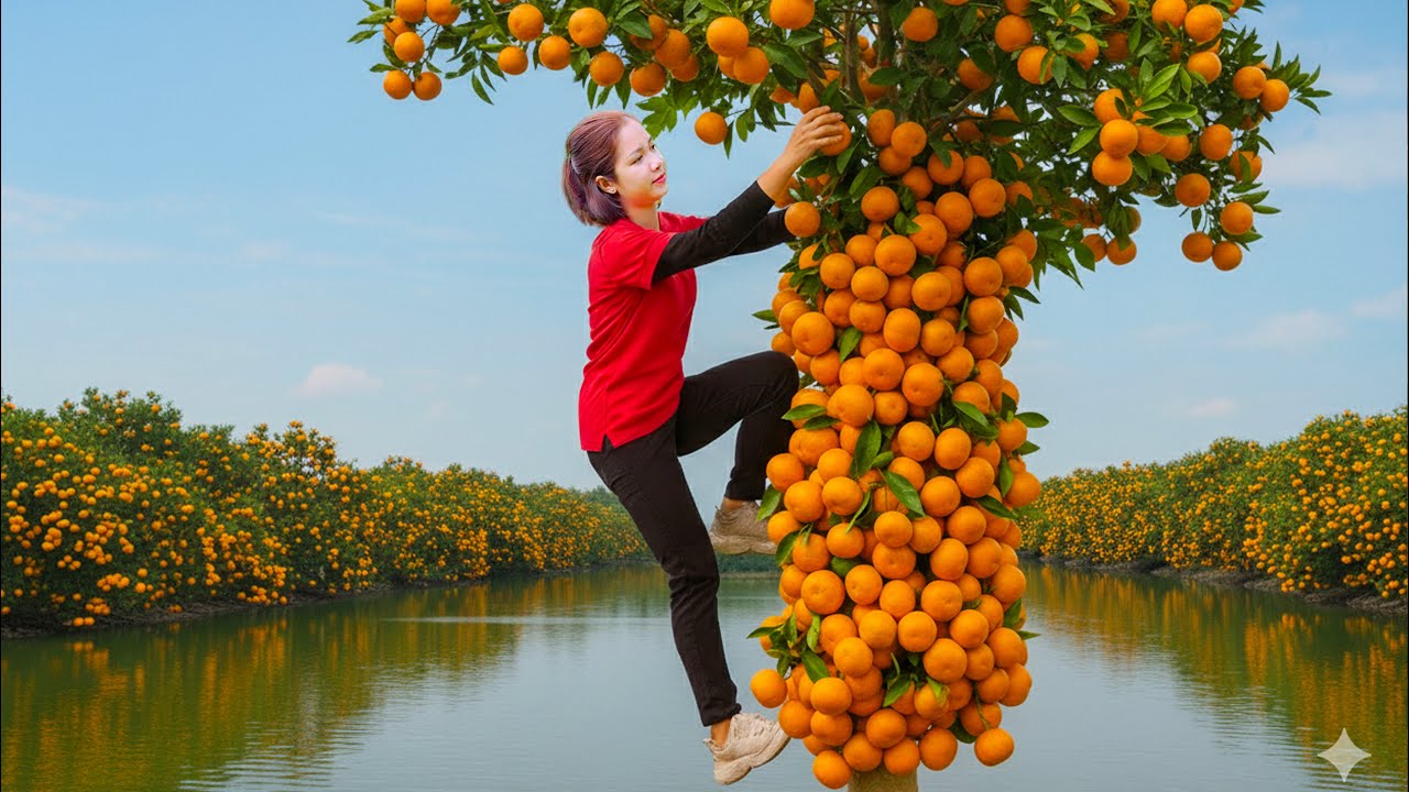 TIMELAPSE -- How To Harvesting Oranges And Eggs To Sell At The Market, cook fried rice with eggs