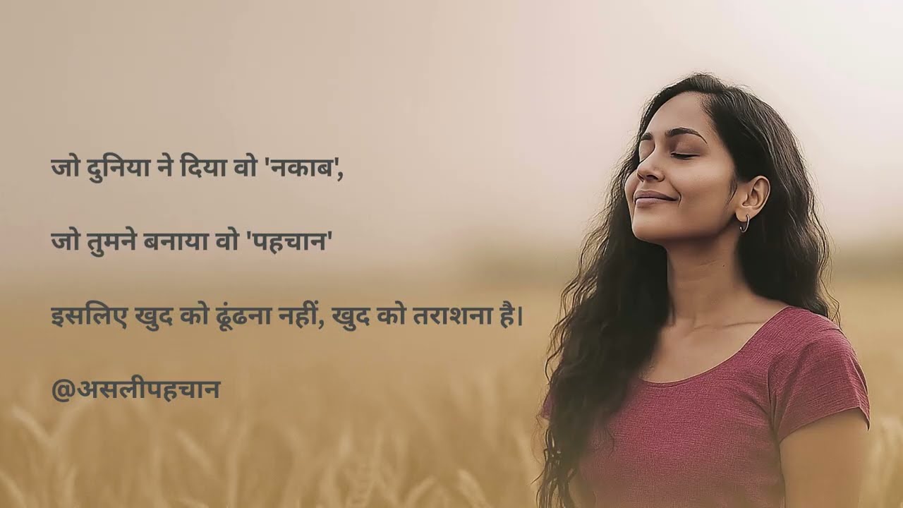 जो दुनिया ने दिया वो 'नकाब', जो तुमने बनाया वो 'पहचान' इसलिए खुद को ढूंढना नहीं, खुद को तराशना है