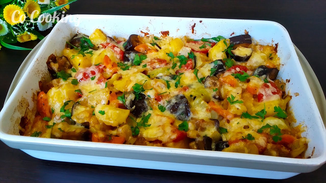 Готовим на ужин без мяса. Баклажаны и картофель с сыром