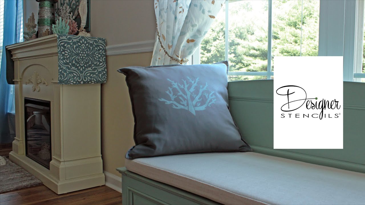 How to Stencil a Throw Pillow | Beach House Stenciled Throw Pillow Project | Designer Stencils