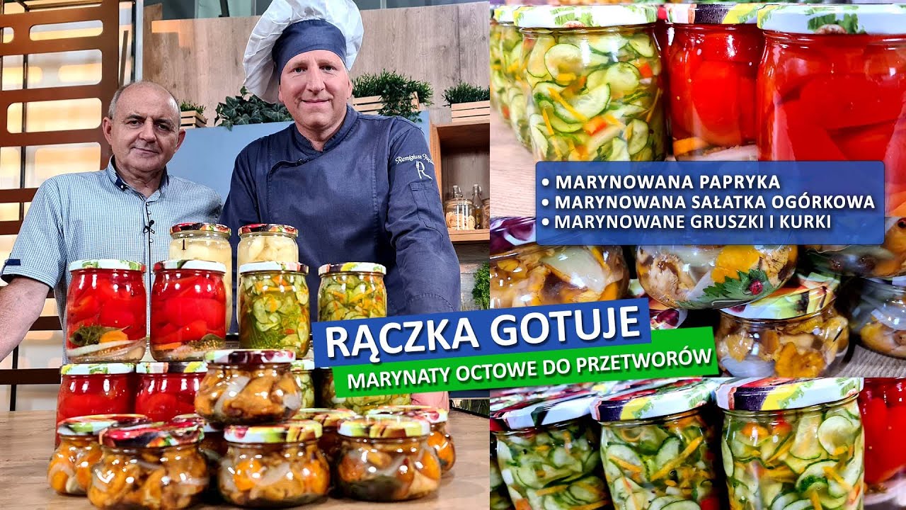 Rączka gotuje: marynowana papryka, sałatka ogórkowa, kurki i gruszki
