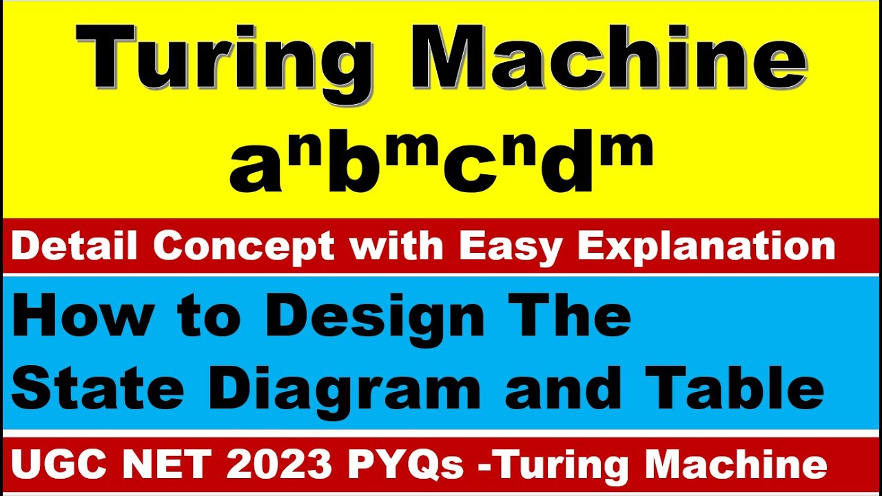 Turing Machine a^n b^m c^n d^m | Turing Machine in Toc |UGC NET 2023 PYQs Solution of Turing Machine
