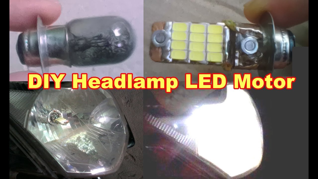 Cara Membuat LED Motor Lampu Depan Pakai bekas bohlam motor