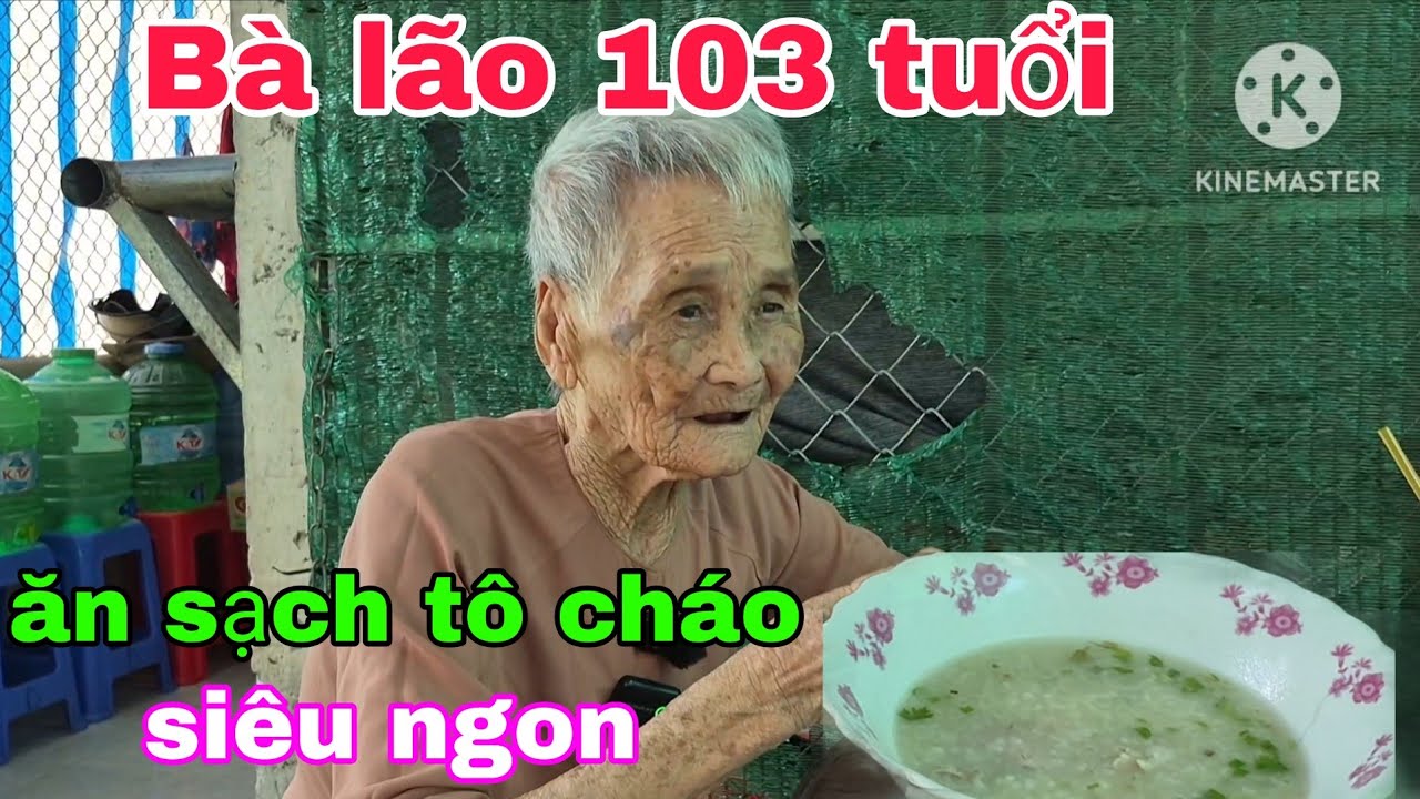 Bà lão 103 tuổi ăn hết sạch tô cháo siêu ngon. Hai tâm đặc sản miền tây 