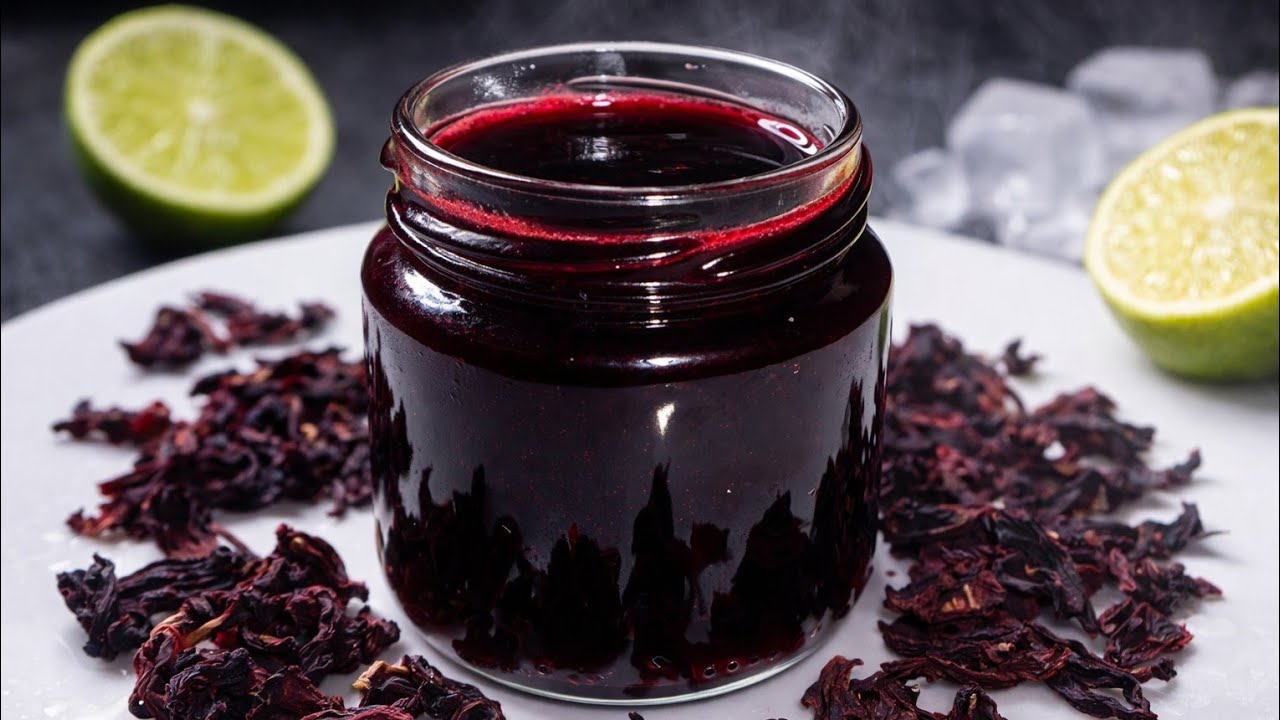سيرو الكركديه الطبيعي بدون سكر أبيض | سهل وناجحHibiscus Syrup