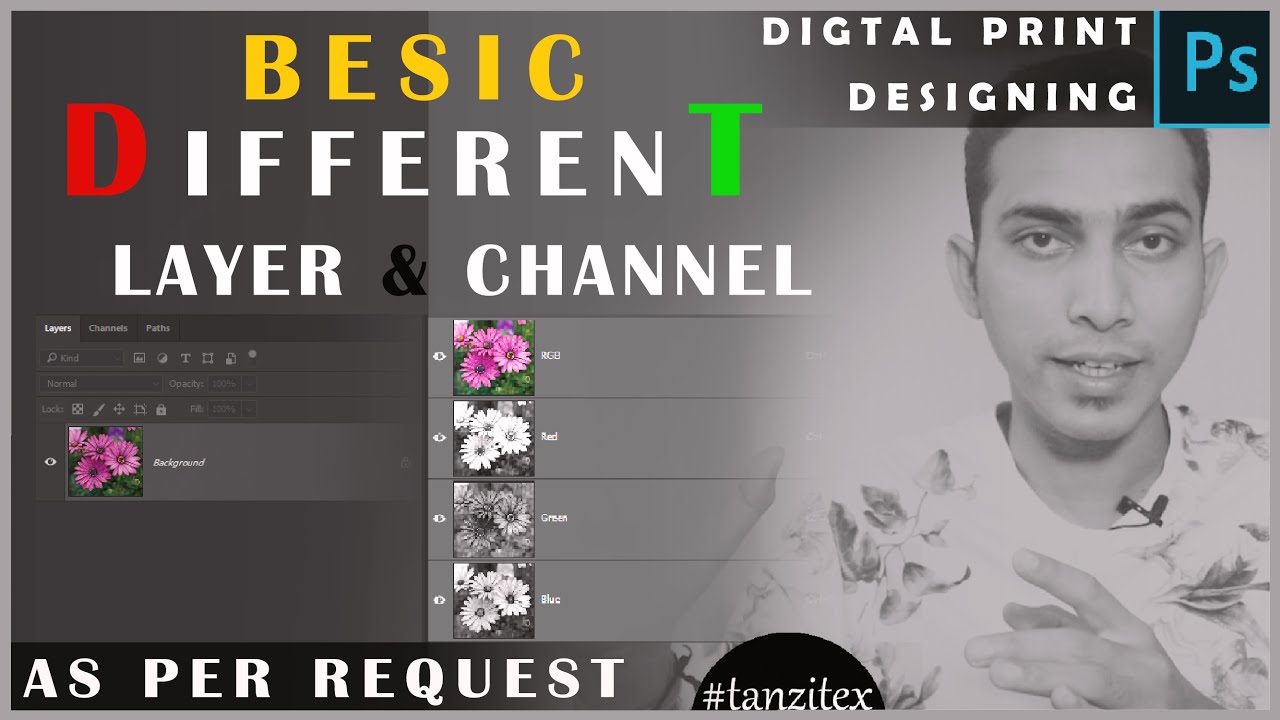 Different Between Layer and Channel Work in Photoshop For Textile #Digitalprint Designing-  in Hindi