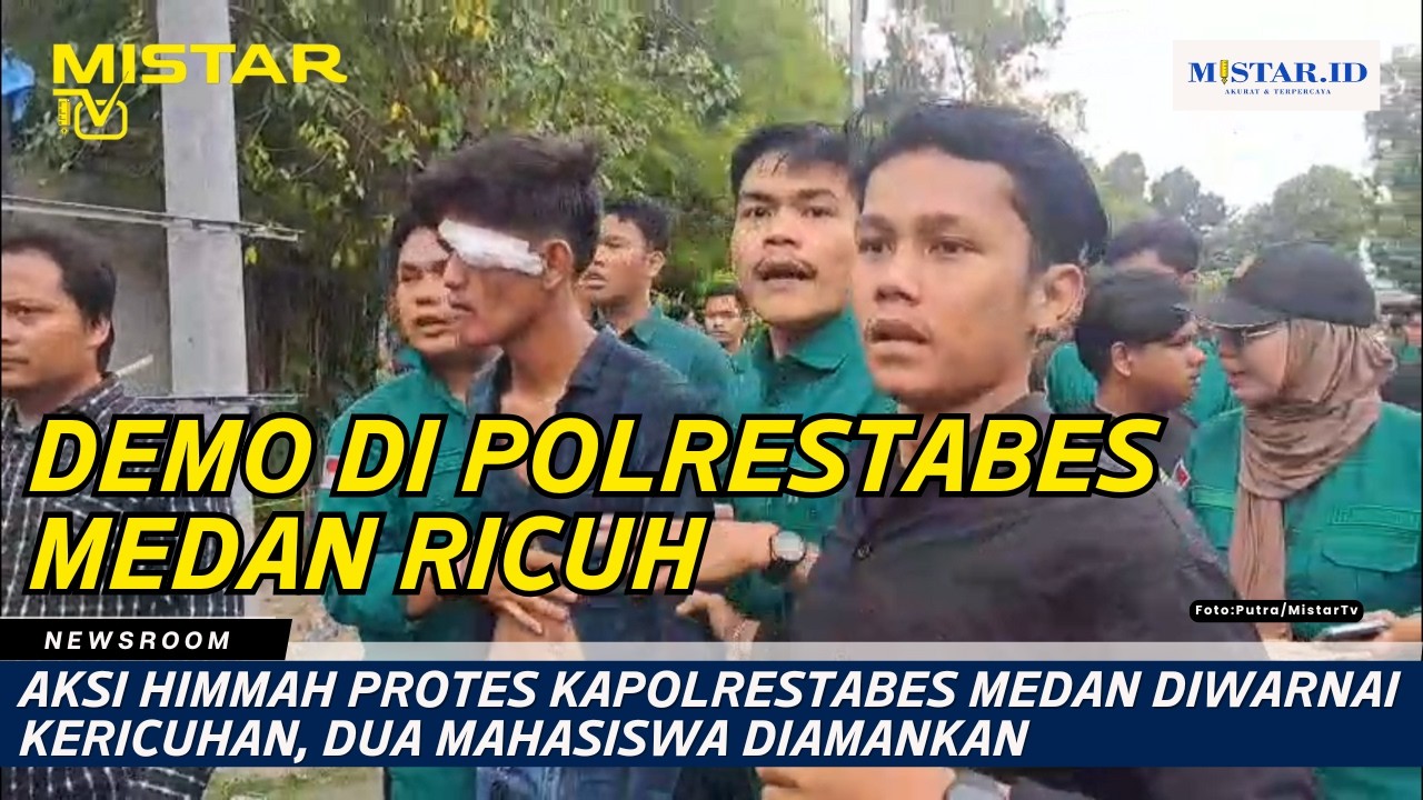 Aksi HIMMAH Protes Kapolrestabes Medan Diwarnai Kericuhan, Dua Mahasiswa Diamankan