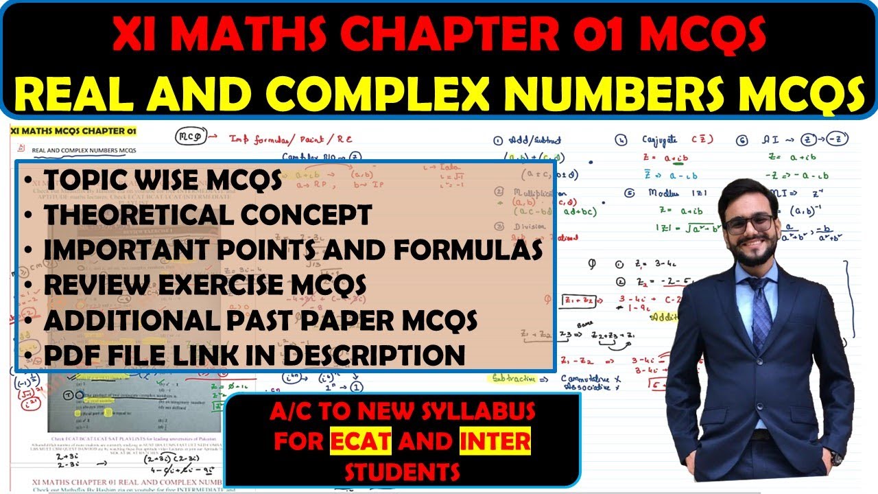 XI MATH CHAPTER 01 MCQS | REAL AND COMPLEX NUMBERS MCQS | XI NEW MATH BOOK | FOR INTER & APTITUDE