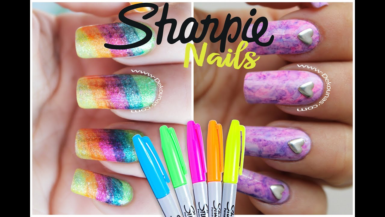 Decoracion de uñas con marcadores FACIL - Sharpie nail art