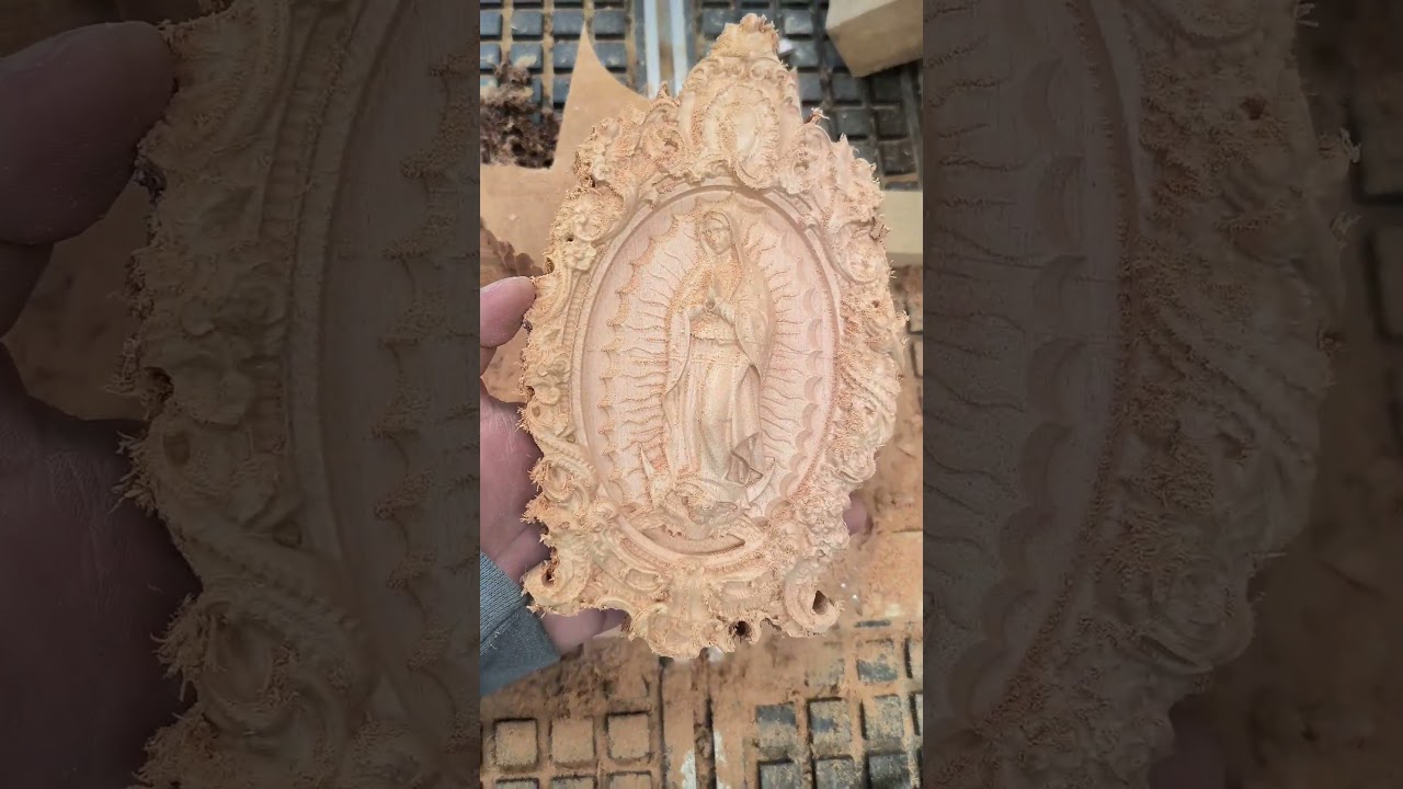 virgen de Guadalupe en madera de cedro tallada en router CNC #wood #hetnacnc #woodworking p #cnc