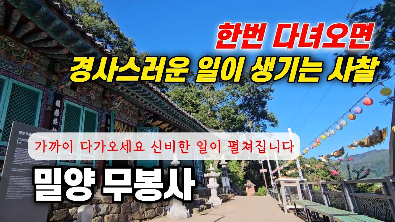 다녀오면 경사스럽고 신비한 일이 생기는 부산 경남 사찰여행 밀양 무봉사 명당 반야심경 천수경  마하반야바라밀다심경 소원성취 불교 목탁소리 부산경남 석가모니 나무아미타불 관세음보살