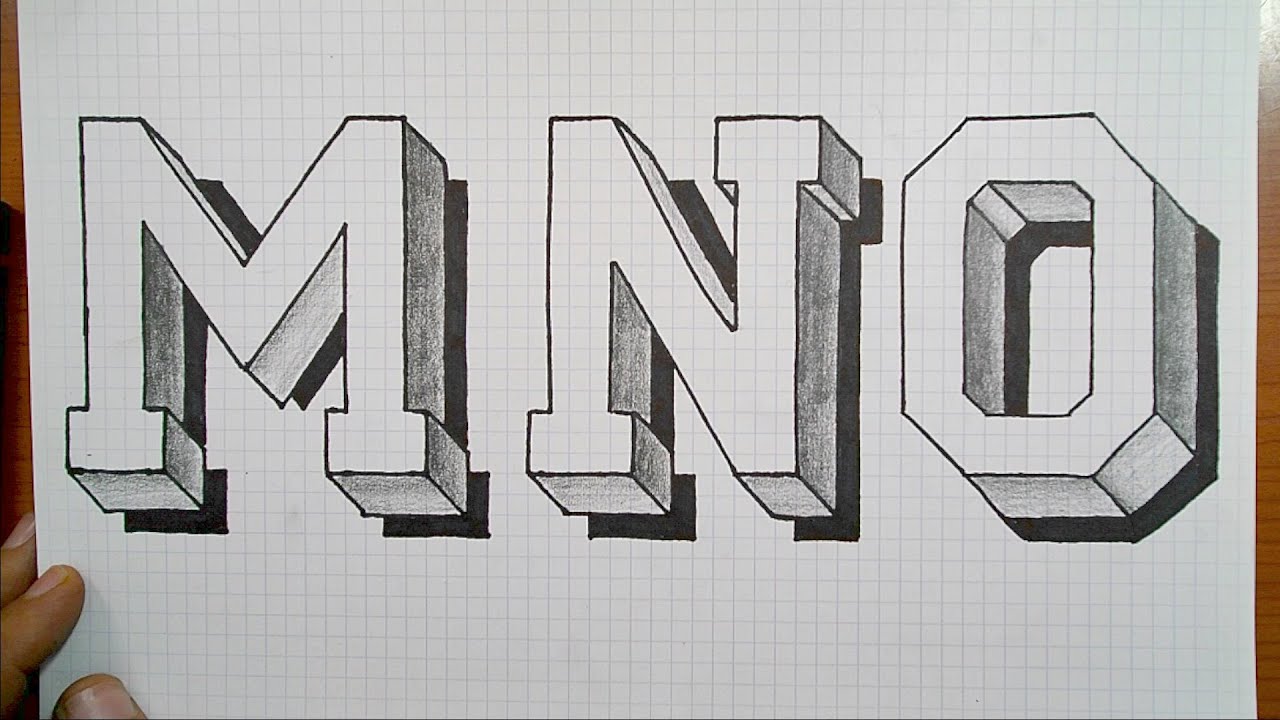 رسم الحروف اللاثينية MNO ثلاثية الابعاد الجزء الخامس - تعلم رسم خدع بصرية ثري دي