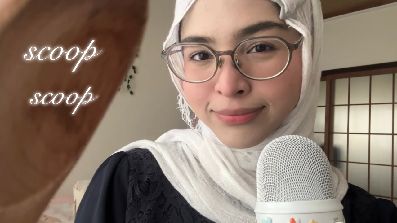 [ASMR] SCOOPING YOUR FACE (MOUTH/BITING SOUNDS, WOODEN SPOON) 🤍