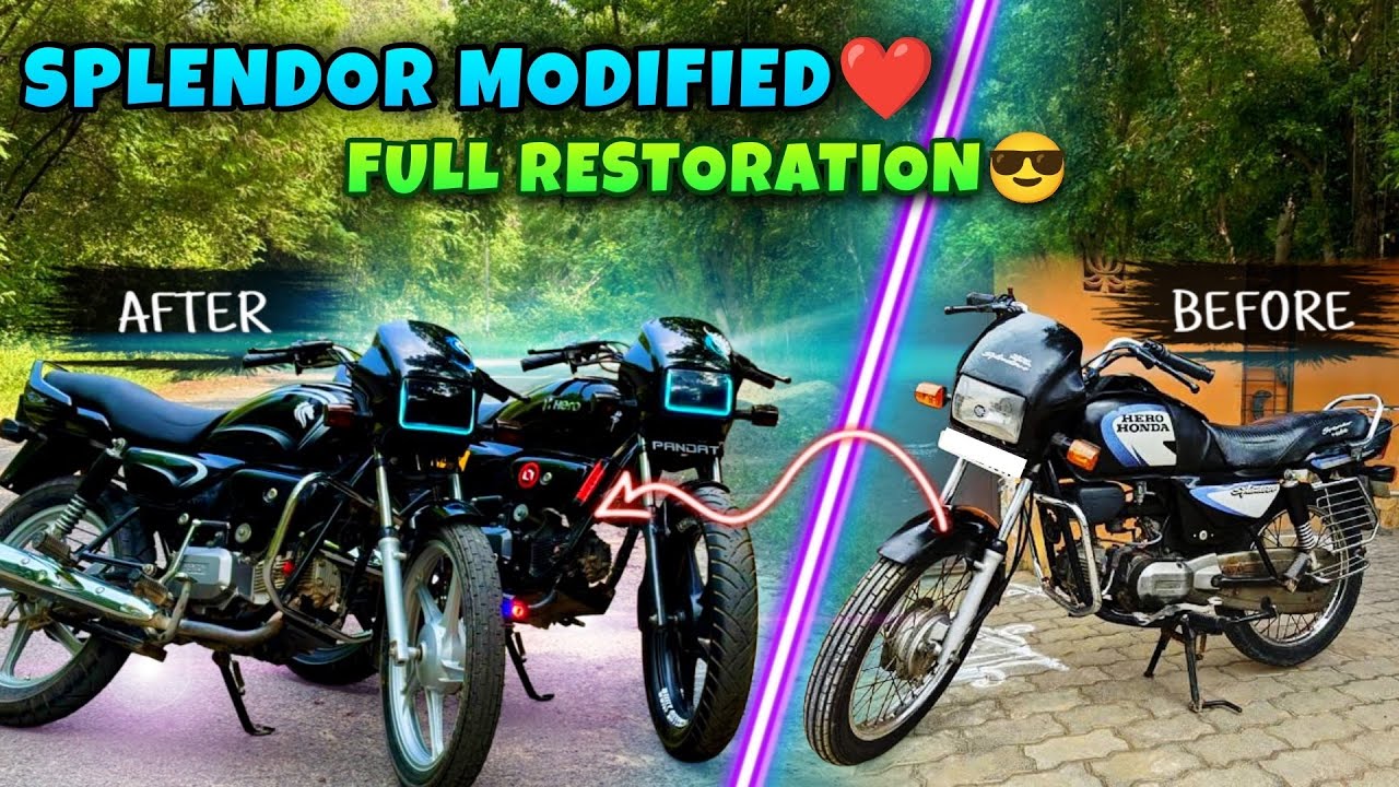 🔱Splendor Full Restoration💯|💥Converted Old To New✅|🔥Fully Modified Splendor|‼️Fat Tyre Installation🤩