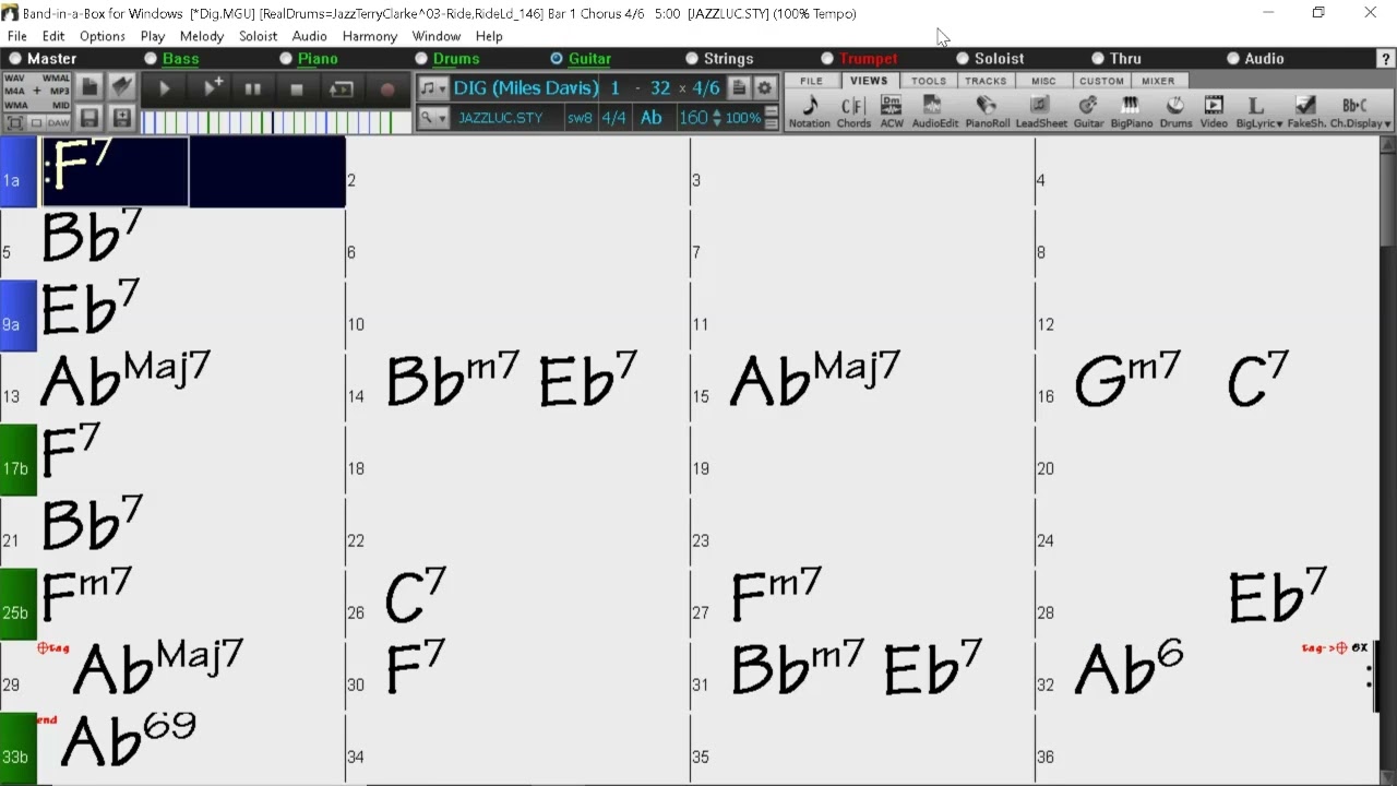 BACKING TRACK - DIG (Miles Davis) (Ab) 160 BPM SWING