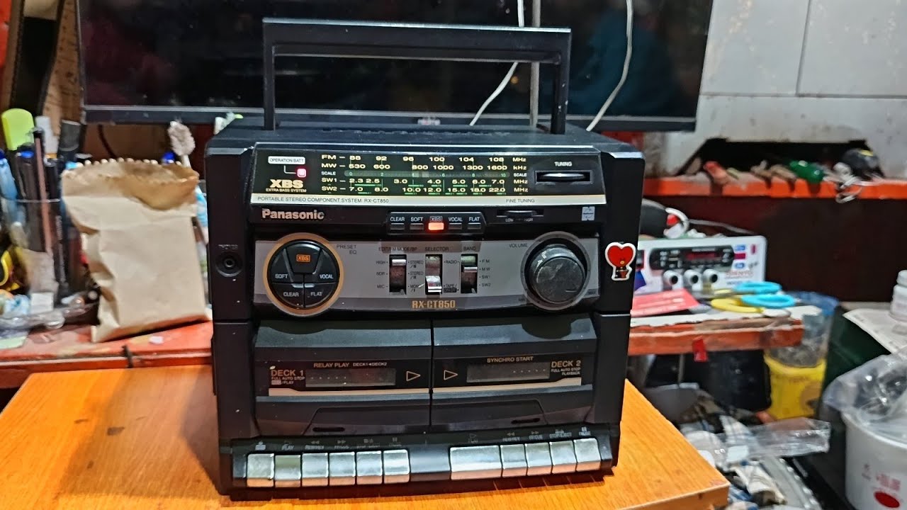 ( Sold ) 7288022810 Panasonic XBS RX-CT850 Boom Box Player For Sale double Tape Recorder working  