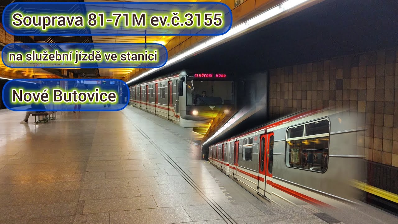 Souprava 81-71M ev.č. 3155 na služební jízdě ve stanici Nové Butovice 