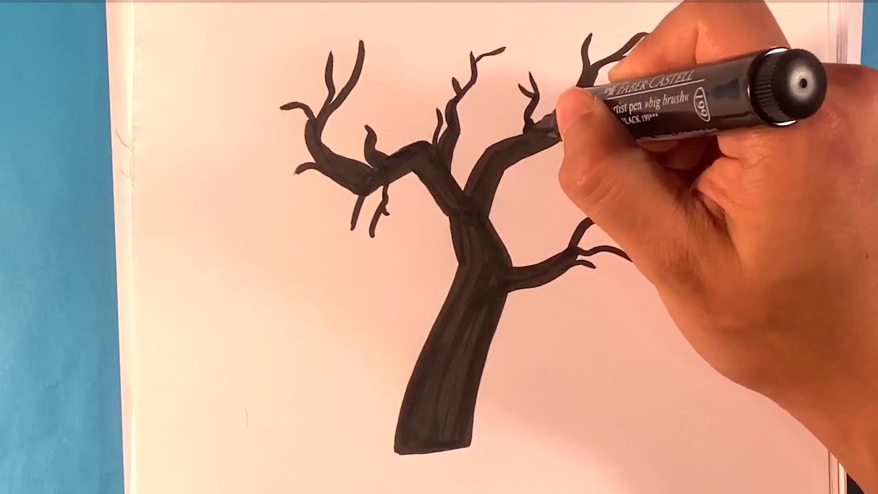 How to Draw Scary Tree - Halloween - Easy Pictures to Draw