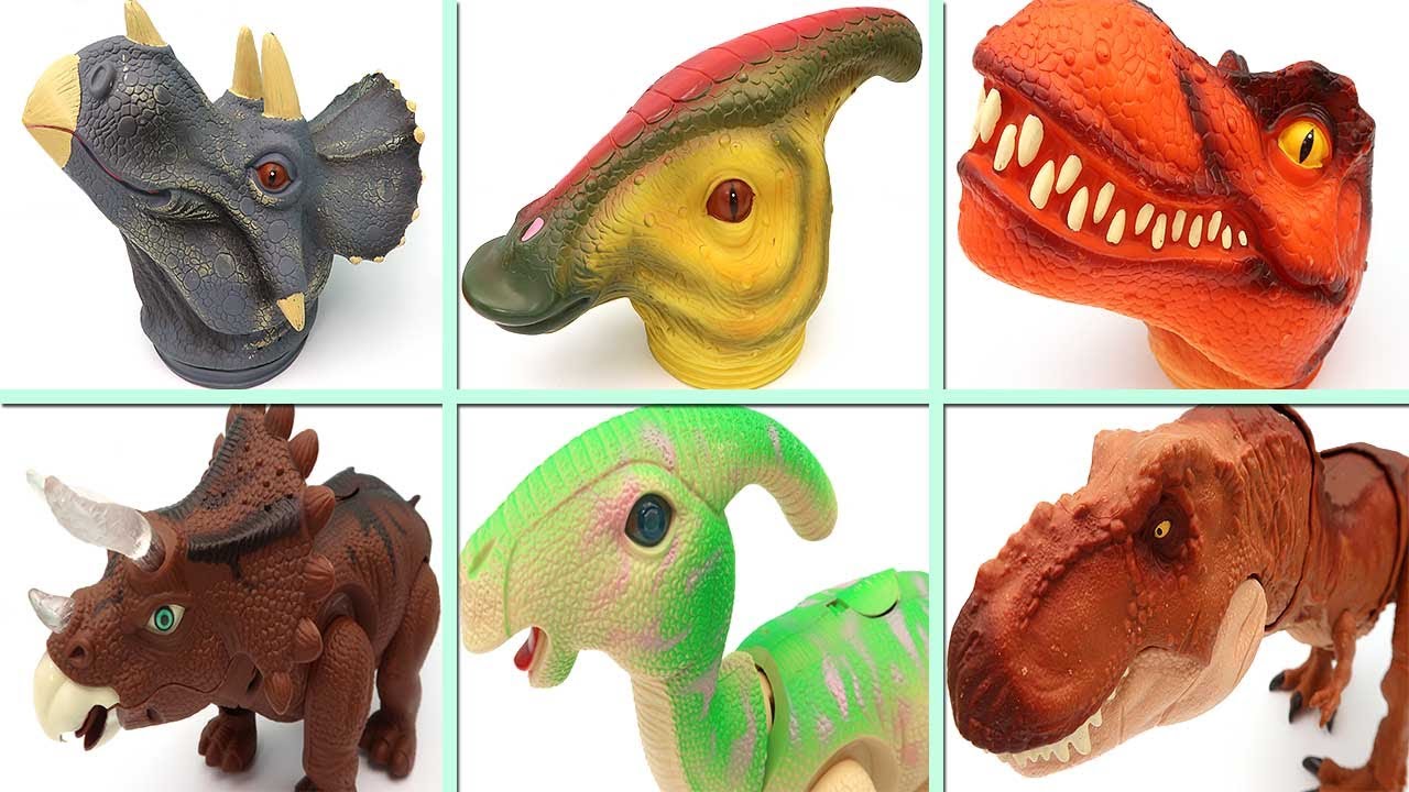 4 Dinosaur Head Box - Triceratops, Tyrannosaurus Rex, Parasaurolophus 공룡 머리 박스