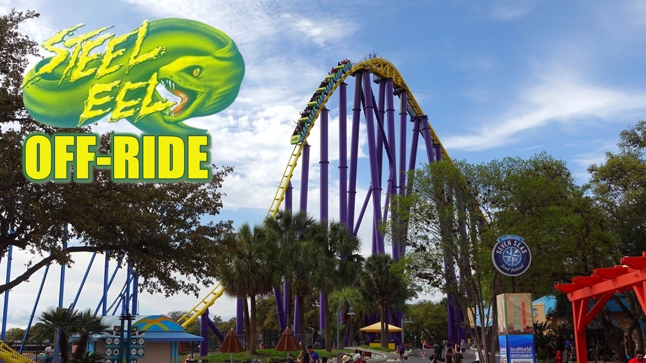 Steel Eel Off-Ride Footage (60FPS), SeaWorld San Antonio Morgan Mega Coaster | Non-Copyright