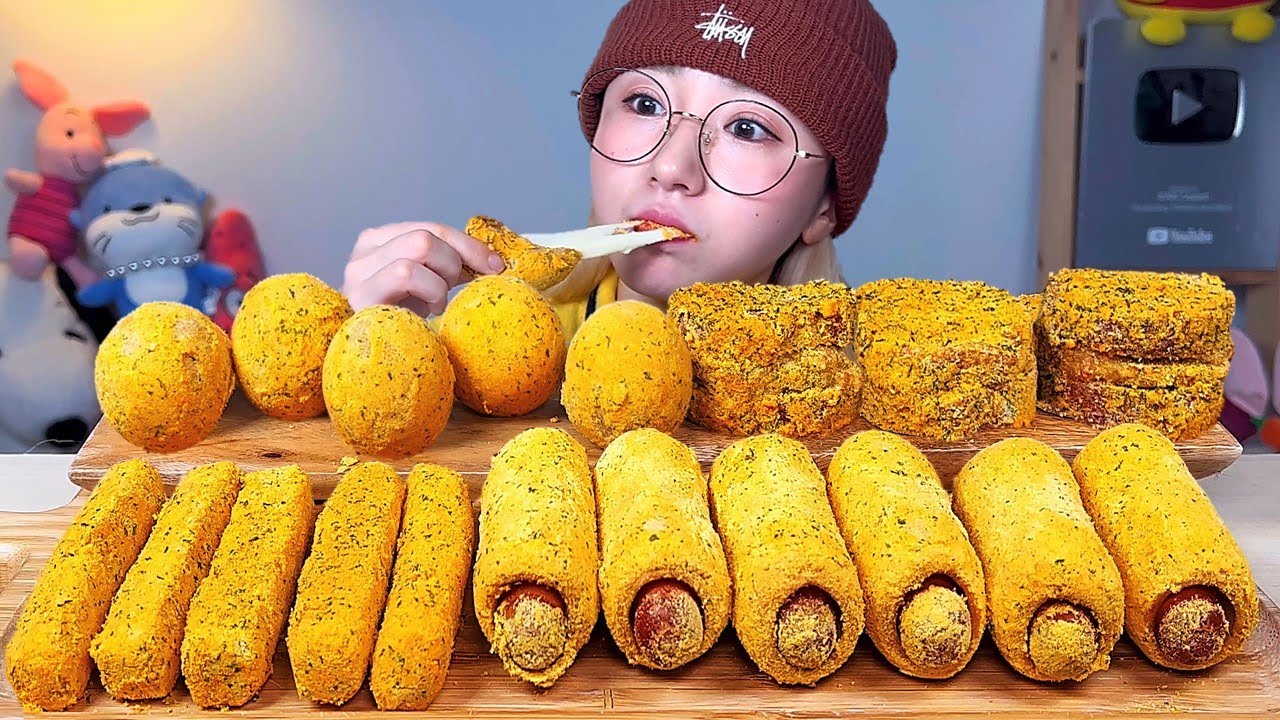뿌링사이드💛 뿌링치즈볼 뿌링핫도그 뿌링치즈스틱 뿌링멘보샤 뿌링클 디저트 먹방 Dessert Mukbang | Bburinkle | プリンクル