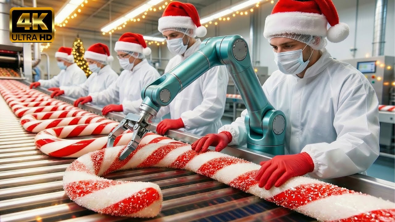 Inside a Modern Candy Cane Factory: From Hot Sugar to Perfect Twist (Full Process) [ASMR]