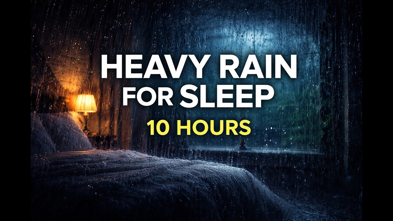 Heavy Rain Sound for Deep Sleep | 10 Hours Black Screen | No Loop