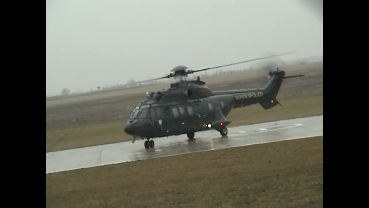 Takeoff from Police Helicopter AS 332, Pilot greets  #helispotting #police #pilot