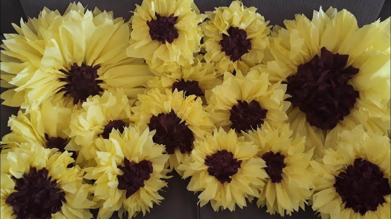 🌻GIRASSOL DE PAPEL crepom fácil 🌻 Diy Paper Sunflower