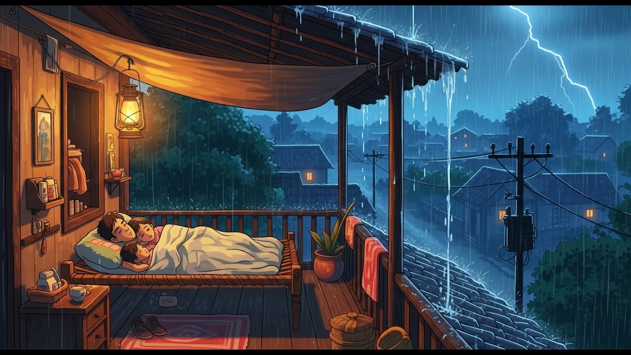 Sudden Heavy Rain in a 90s Indian Village 🌧️ | Ghibli Style ASMR for Sleep | Cozy Hut Night
