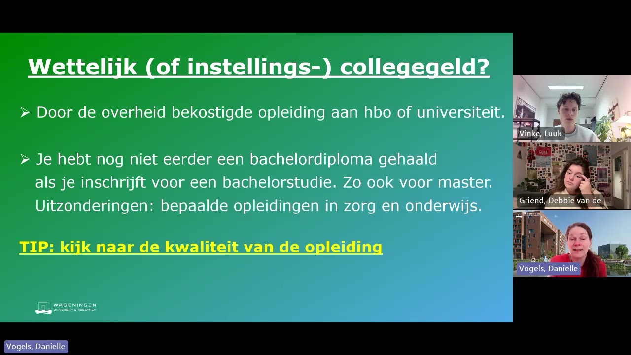 Hoe zit het met studiekosten en studiefinanciering? | WURtube