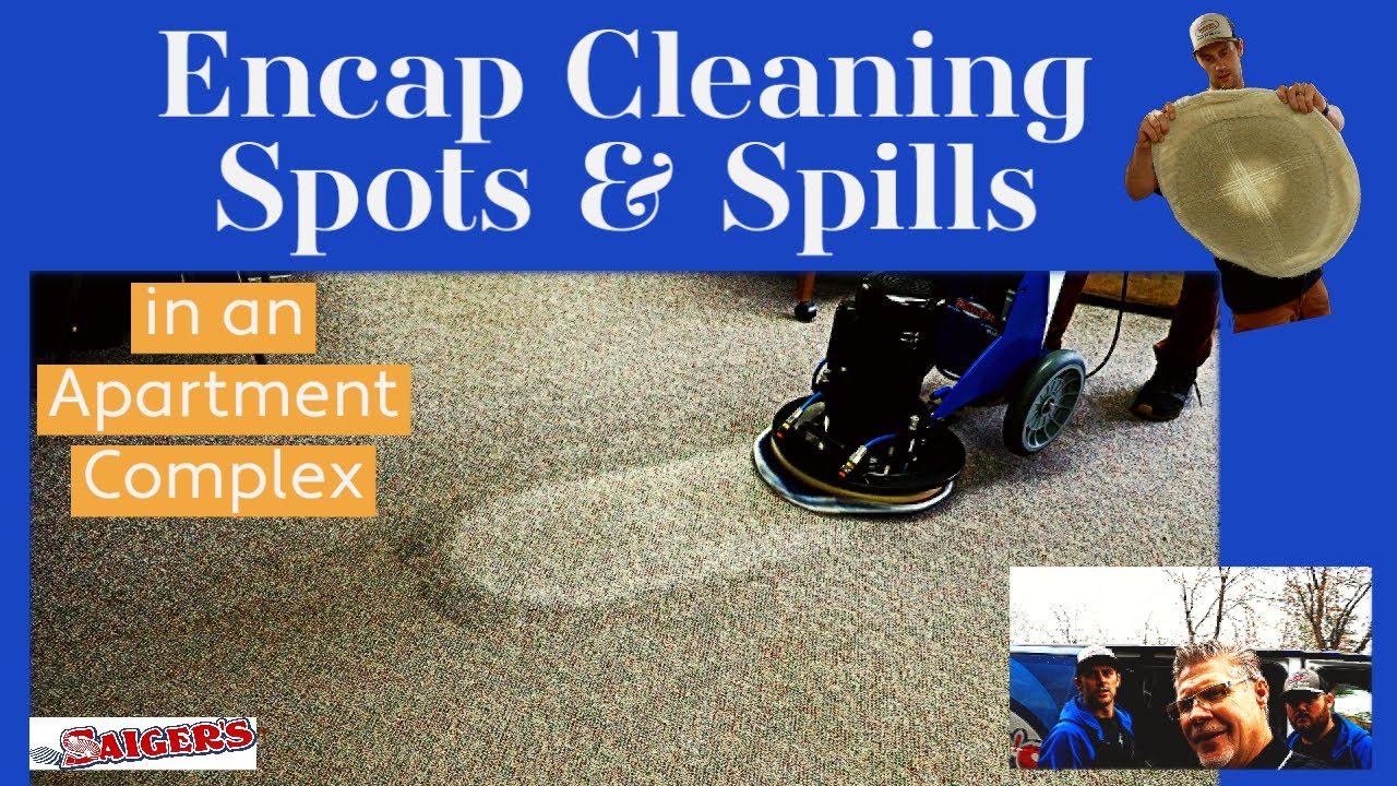 Removing spots and stains with the Encapsulation carpet cleaning process in an Apartment complex