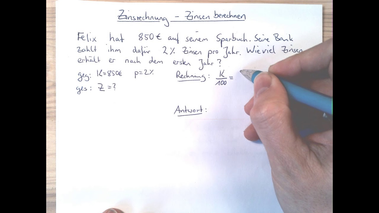 Zinsrechnung - Zinsen berechnen