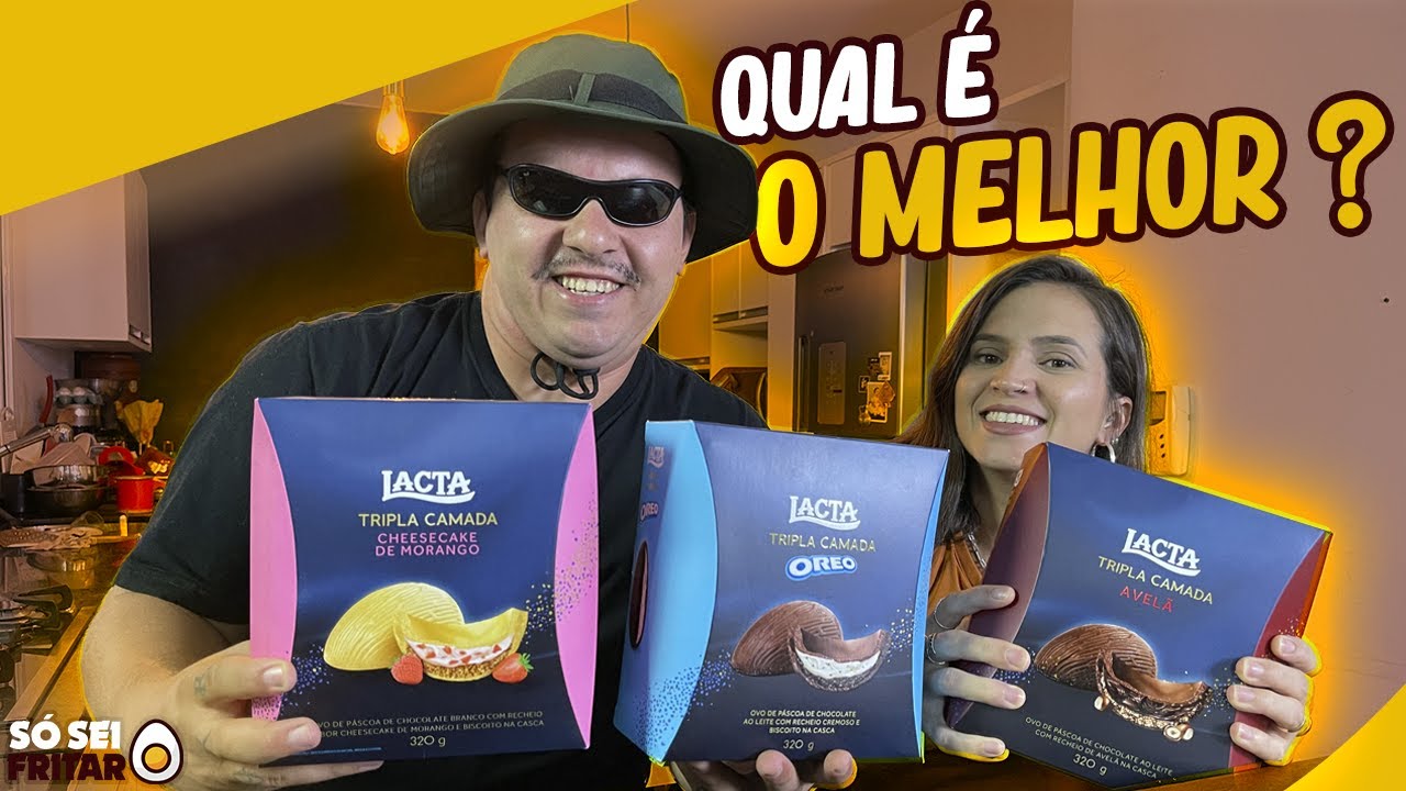 DECEPÇÃO E ALEGRIA, PROVANDO OS OVOS DE PÁSCOA DA LACTA (OREO, AVELÃ E CHEESECAKE)