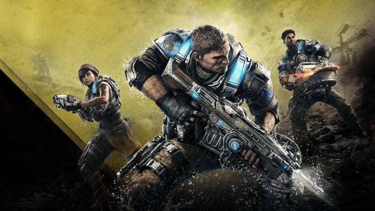 Marcus Fenix congratulates and consoles JD, Del, and Kait