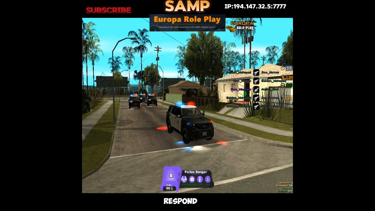 Mod do pościgu policyjnego w GTA San Andreas z nowymi samochodami policyjnymi, najlepszy serwer S...