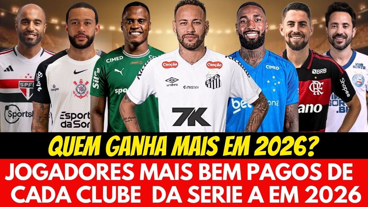 OS JOGADORES MAIS BEM PAGOS DE CADA CLUBE DO BRASILEIR&Atilde;O 2026 | Neymar Lidera Disparado!