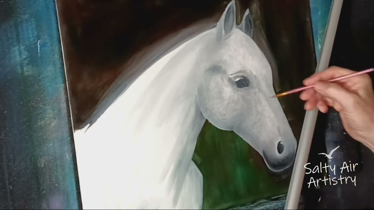 Easy Tutorial for Beginner Artists, How to Oil Paint a White Horse.