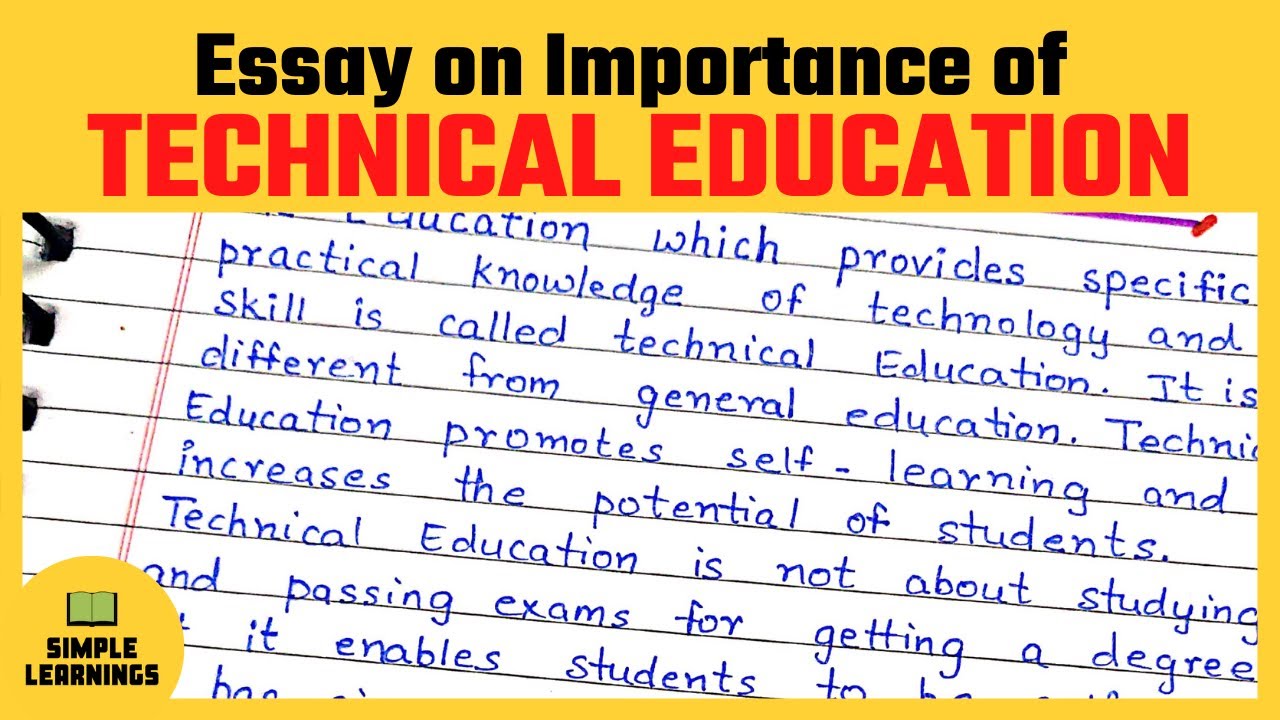 Importance of technical education essay for class 10 in English || Smart Syllabus Essay