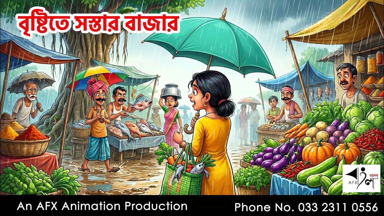 বৃষ্টিতে সস্তার বাজার I Bangla Cartoon | বাংলা কার্টুন  | Thakumar Jhuli | AFX Animation
