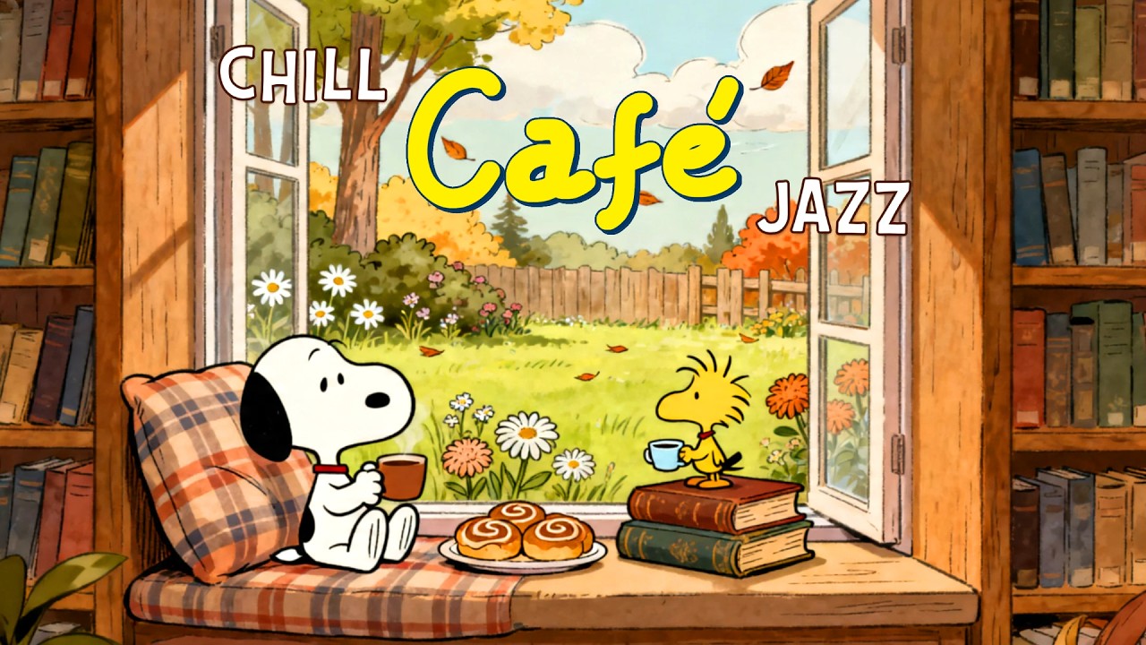 Chill Caf&eacute; Jazz with Snoopy 📚 Gentle Jazz for Reading by the Window & Late Summer at Snoopy Station