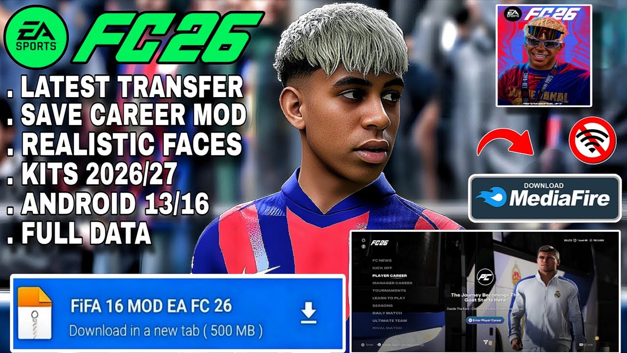 ОБНОВЛЕНИЕ 2026! FIFA 16 MOD EA FC 26 Android Offline | Мод карьеры, похожий на PS5, с HD графико...